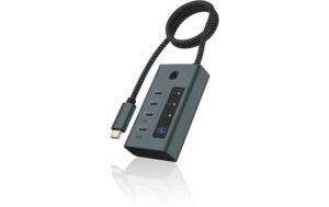 ICY BOX IB-HUB1454-C31, 4x USB3 Hub, 2C/2A Integriertes USB-C Kabel - Länge 60 cm