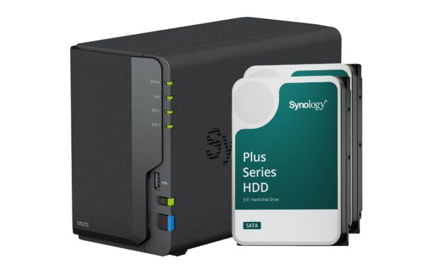 Synology DS223, 2-bay NAS inkl. 2x 16TB HDD Synology Plus HAT33x