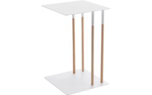 Yamazaki Beistelltisch PLAIN weiss, 35 x 35 x 55 cm, Metall / Holz