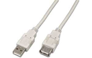 USB2.0-Kabel A-A: 5.00m, bis 480Mbps Verlängerungskabel M/F, grau