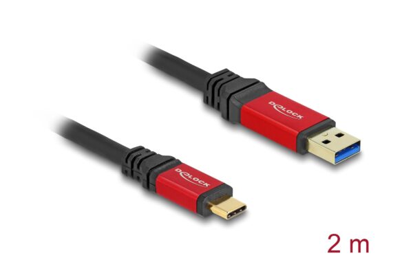 Delock USB 10 Gbps Type-C zu Type-A Stecker-Stecker, 2m, rot