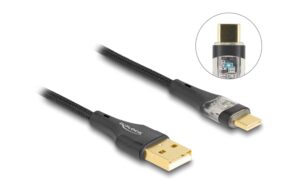 Delock USB 2.0 Type-A zu Type-C Stecker-Stecker, 60W, 2m, transparent