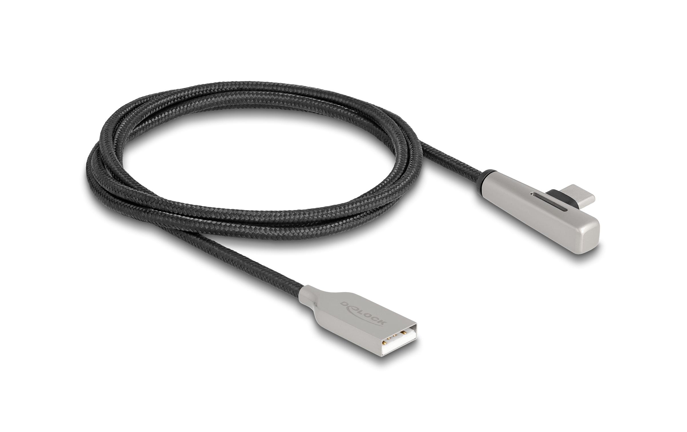 Delock USB 2.0 Type-A zu Type-C gewinkelt Stecker-Stecker, 60W, 1m, LED, transparent kaufen Schweiz | Mediatech.ch