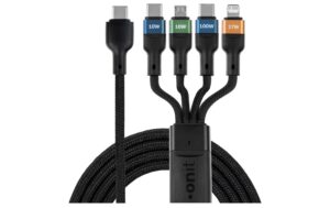 onit USB-Multi-Kabel 4in1 1.2M 100W USB 2.0 / C zu 2C+L+M / schwarz