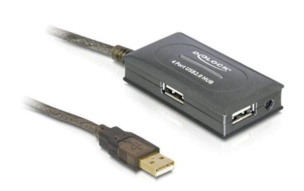 170243 - Mediatech Delock USB 2.0 Verlängerungskabel 10 Meter aktive Verstärkung, inkl. 4 Port Hub