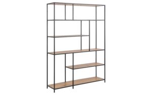 AC Design Bücherregal Seaford MDF/Stahl, 135x35x185 cm, Wildeiche Matt