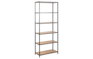 AC Design Bücherregal Seaford MDF/Stahl, 77x35x185 cm, Wildeiche Matt