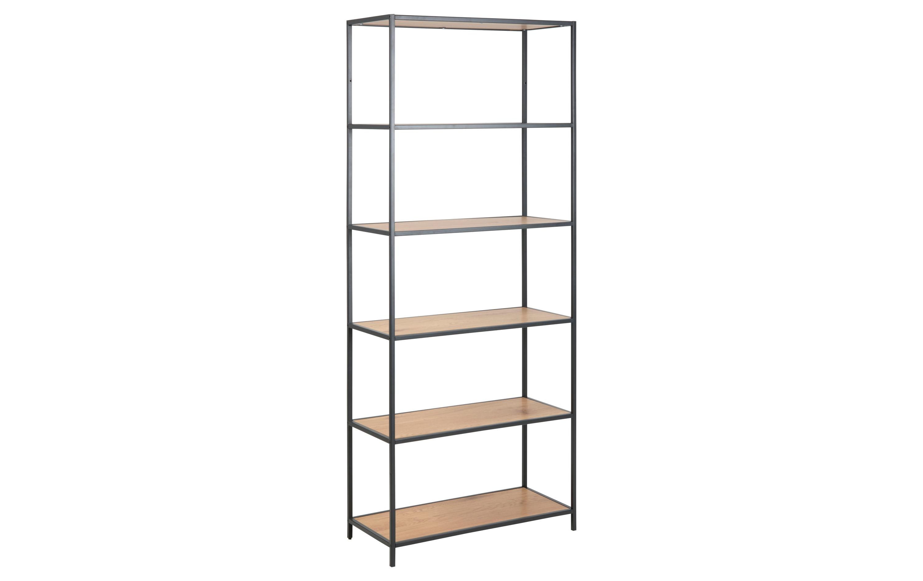 AC Design Bücherregal Seaford MDF/Stahl, 77x35x185 cm, Wildeiche Matt