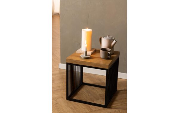 1702484_1 - Mediatech AC Design Beistelltisch Strington Stahl/Melamin, 40x40x42 cm, Schwarz/Braun