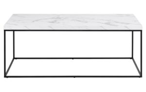 AC Design Couchtisch Barossa Stahl, 110x55x45 cm, Weiss marmoriert