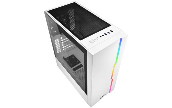Sharkoon RGB Slider White ATX, 1x U2, 2x U3, Tempered Glass, 1x 120