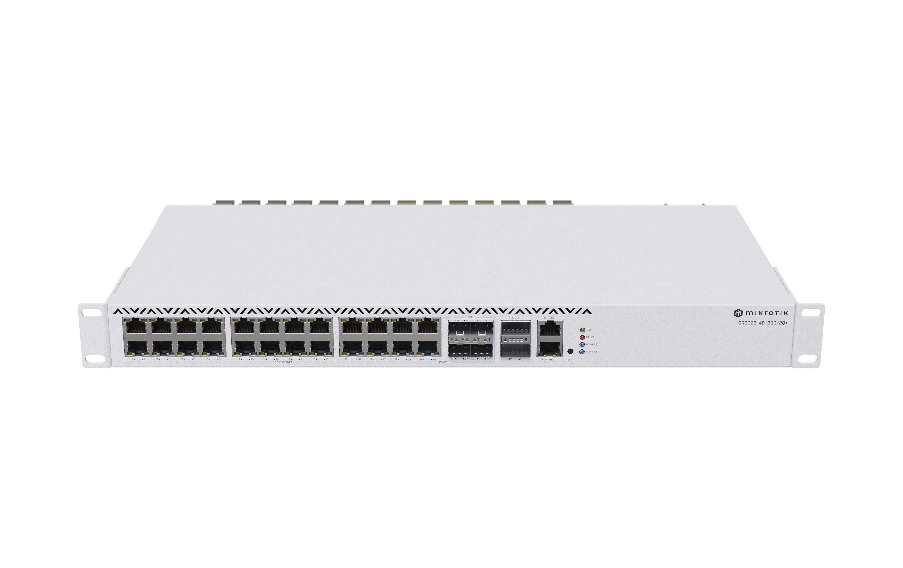 1704814 - Mediatech MikroTik CRS326-4C+20G+2Q+RM Smart Switch 20x2.5GE, 4xSFP+/2.5GE, 2xQSFP+ kaufen Schweiz | Mediatech.ch