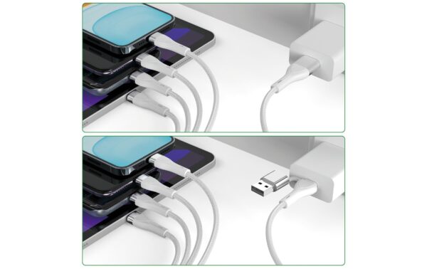 4smarts USB-C/A Multikabel 4 in 2 Ladekabel 1.2m, weiss