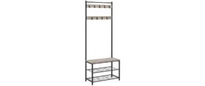 Vasagle Graderobe Industrial mit Schuhregal mit Haken, 70x175x32 cm, Traglast 3kg/ 80kg