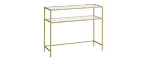 Vasagle Konsolentisch Gold, Metall, Glas 100x35x80cm (LxBxH),Traglast pro Ablage20kg