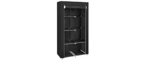 Songmics Schrank Schwarz, hochrollbare Tür 88x45x170 cm (HxBxT), Stoff, Stahlrohr
