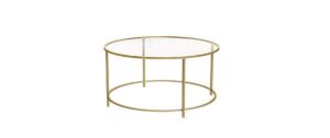 Vasagle Beistelltisch aus Glas und Stahl 84x45.5 cm (DxH), Traglast 70kg