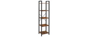 Vasagle Regal, 5 Ebenen, Holz, Metall 40x30x146 cm (LxBxH), Traglast gesamt 50 kg