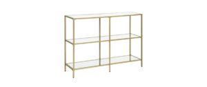 Vasagle Konsolentisch Gold, Metall, Glas 100x30x73 cm (LxBxH), Traglast pro Ebene10kg