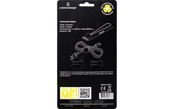1713063_2 - Mediatech CableTie L 2 Stück L=150mm, B=28mm, schwarz