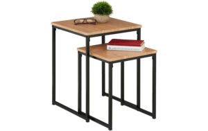 relaxdays Beistelltisch 2er Set MDF/Eisen, China, Hellbraun kaufen Schweiz | Mediatech.ch