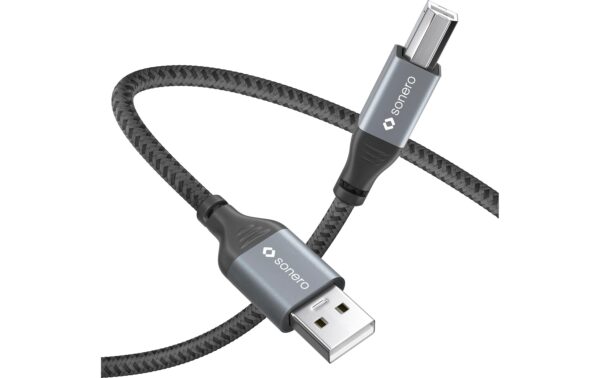 Sonero USB-A - USB-B Kabel, 0.5m Nylon Mantel, USB 2.0, 480Mbps