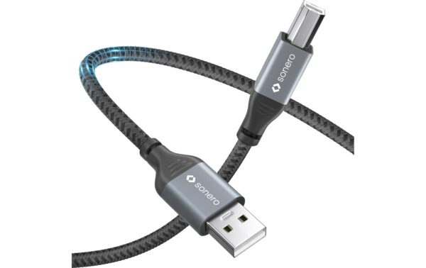 Sonero USB-A - USB-B Kabel, 0.5m Nylon Mantel, USB 2.0, 480Mbps