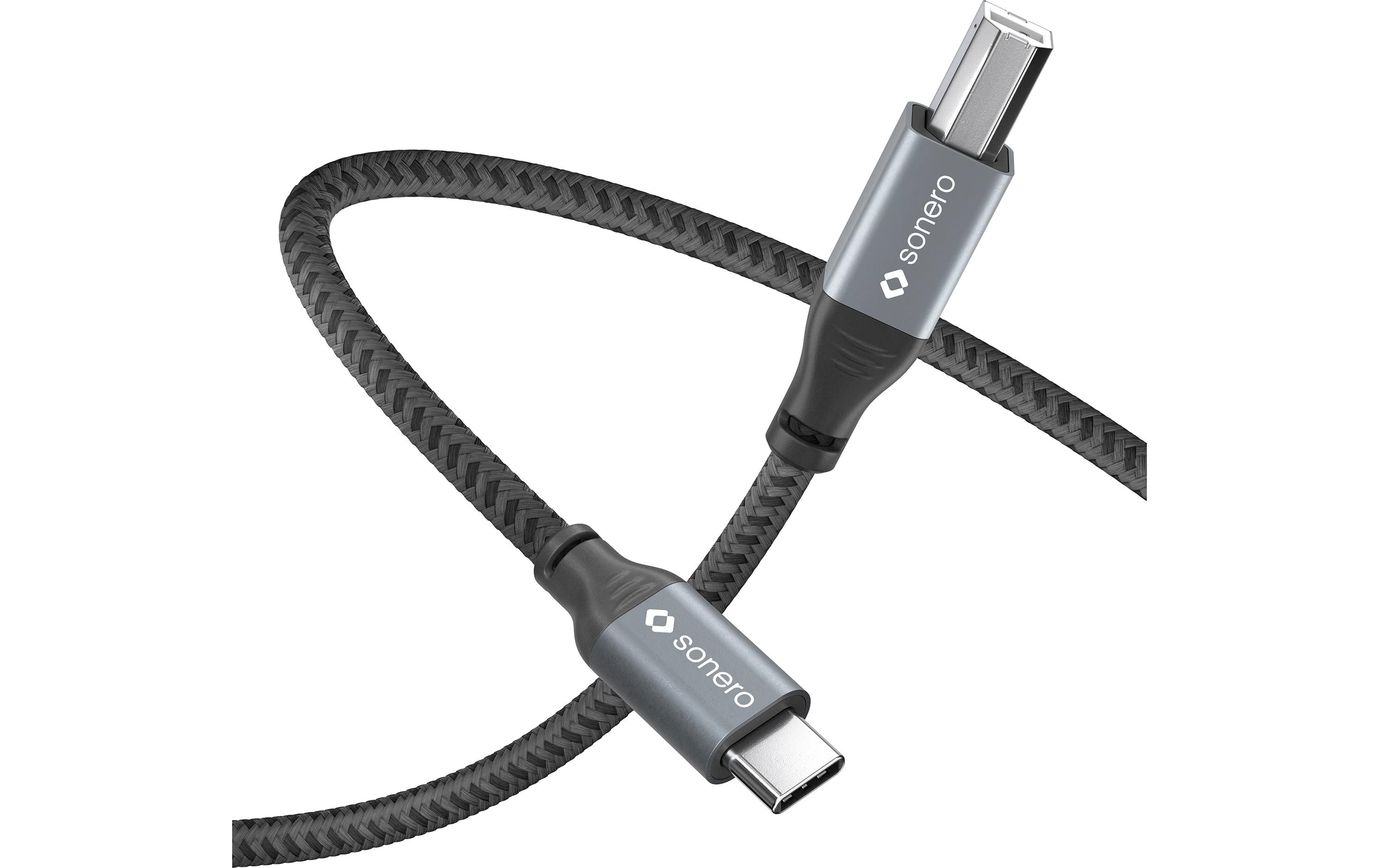 1721077_1 - Mediatech Sonero USB-C - USB-B Kabel, 0.5m Nylon Mantel, USB 2.0, 480Mbps