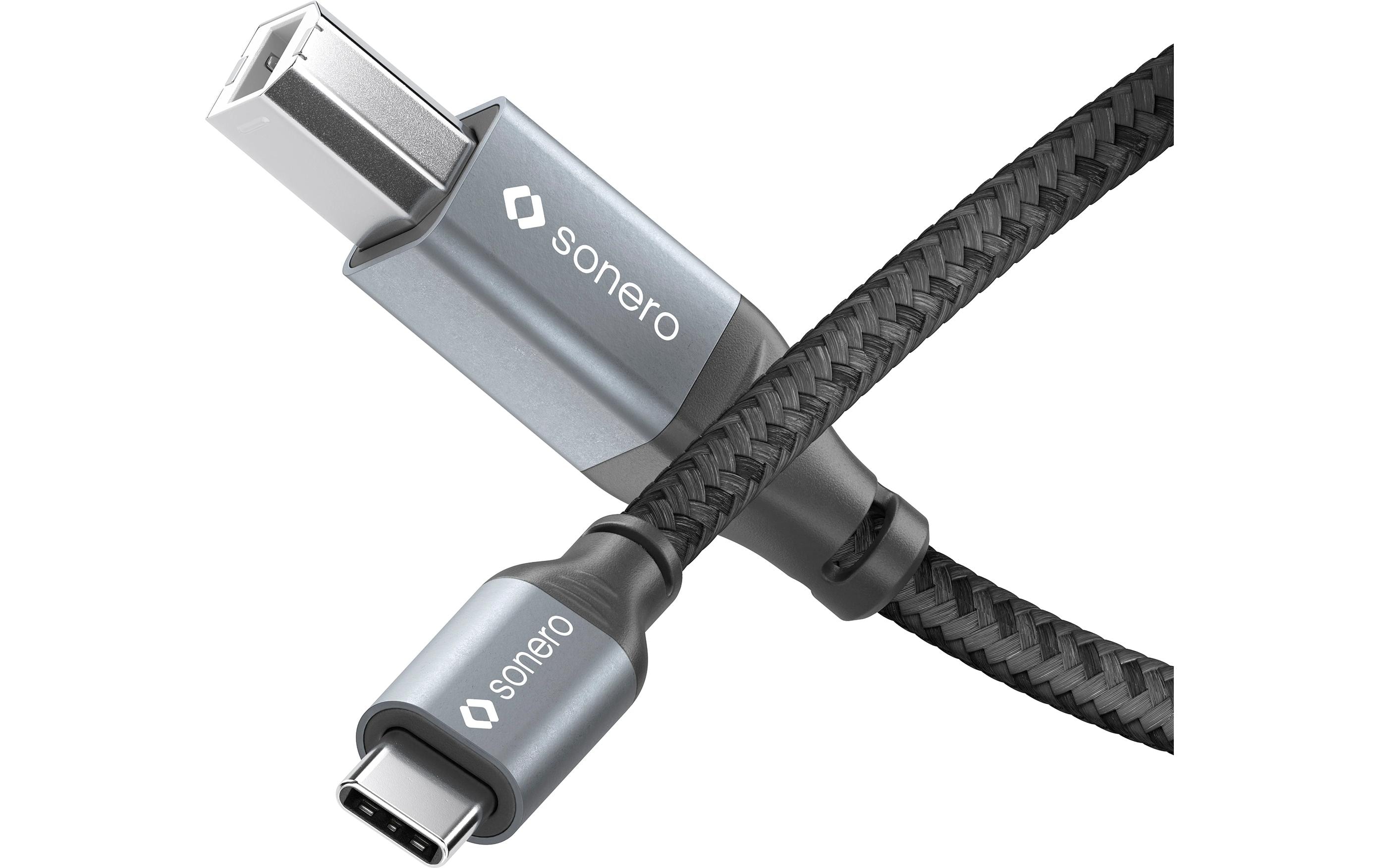 1721077_2 - Mediatech Sonero USB-C - USB-B Kabel, 0.5m Nylon Mantel, USB 2.0, 480Mbps