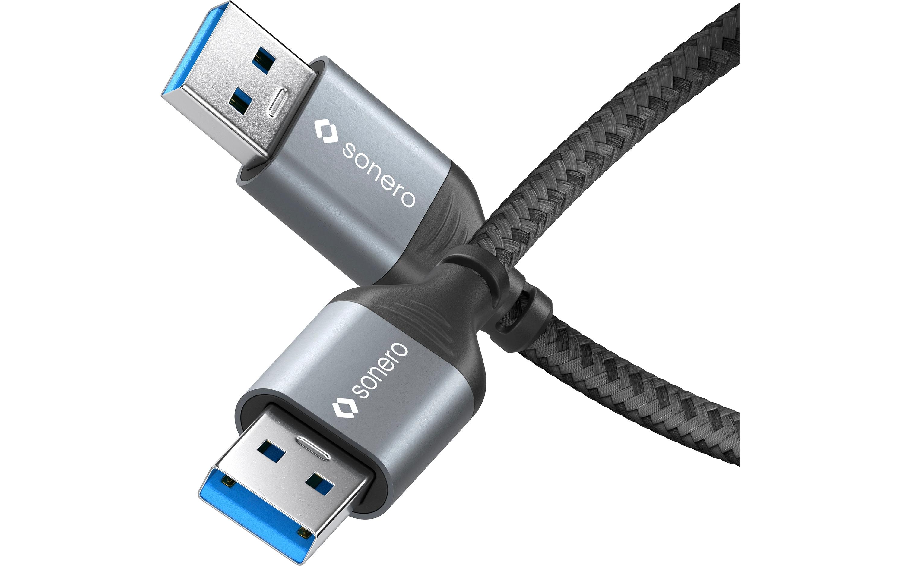 1721083_4 - Mediatech Sonero USB-A - USB-A Kabel, 0.5m Nylon Mantel, USB 3.0, 5Gbps