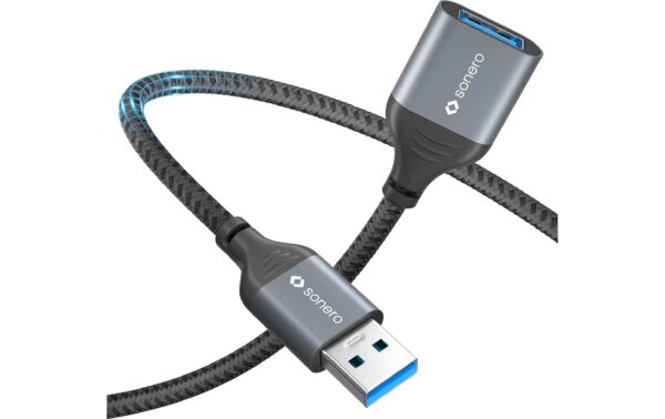 Sonero USB-A - USB-A Verlängerung, 1.5m Nylon Mantel, USB 3.0, 5Gbps