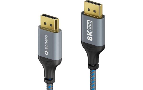 Sonero 8K Displayport 1.4 Kabel, 2.0m Nylon Mantel, 8K/60Hz