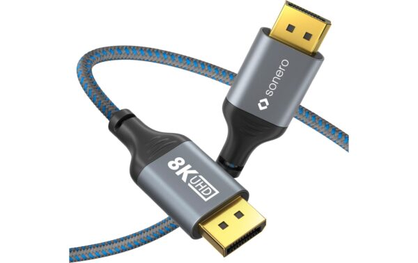 Sonero 8K Displayport 1.4 Kabel, 2.0m Nylon Mantel, 8K/60Hz