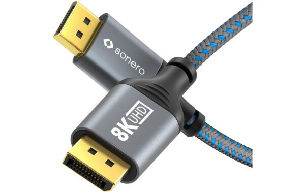 Sonero 8K Displayport 1.4 Kabel, 2.0m Nylon Mantel, 8K/60Hz