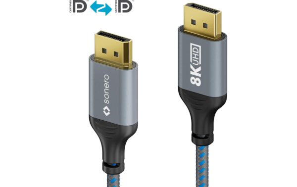 Sonero 8K Displayport 1.4 Kabel, 2.0m Nylon Mantel, 8K/60Hz