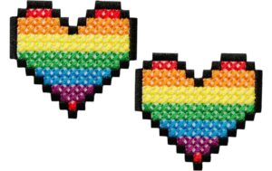 Monoquick Aufbügelbild Midi Pixel Herzen, 3.5 x 3.8 cm