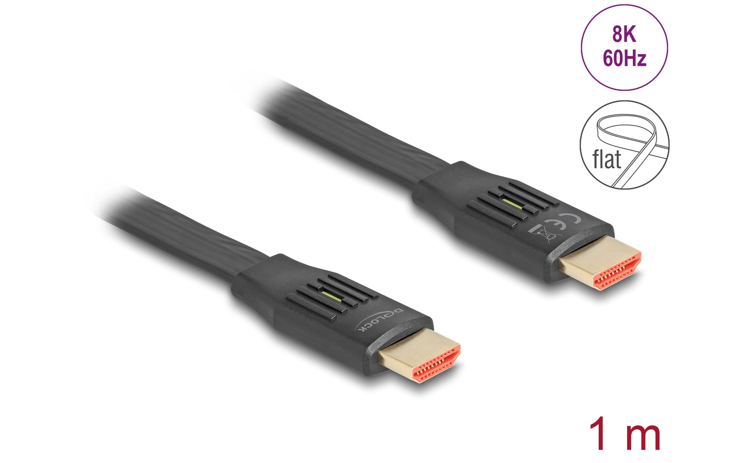 1728824_1 - Mediatech Delock High Speed HDMI Flachbandkabel 48 Gbps, 8K 60Hz, 1m