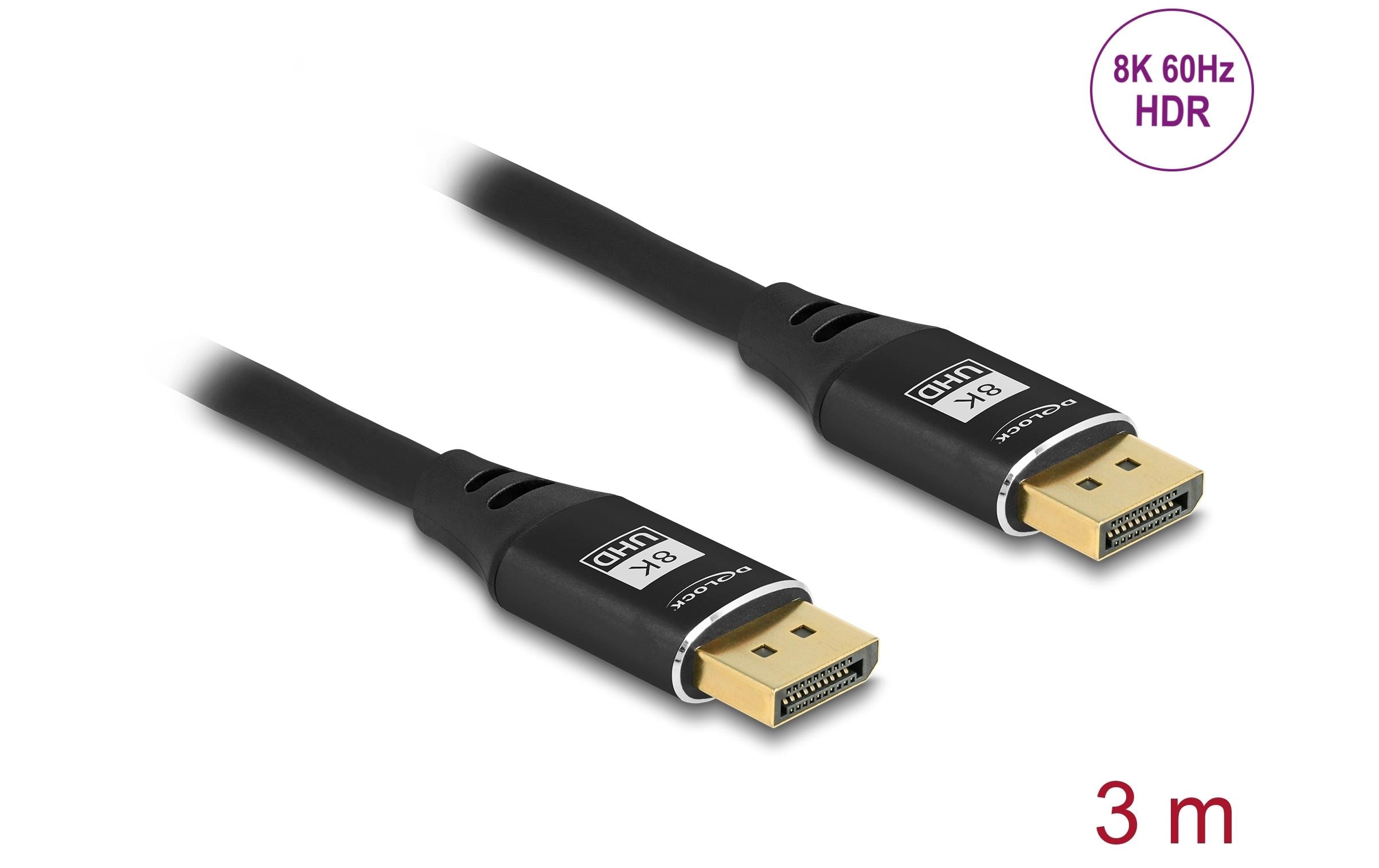 1732550_1 - Mediatech Delock DisplayPort Kabel 8K 60Hz Metall, schwarz, 3m