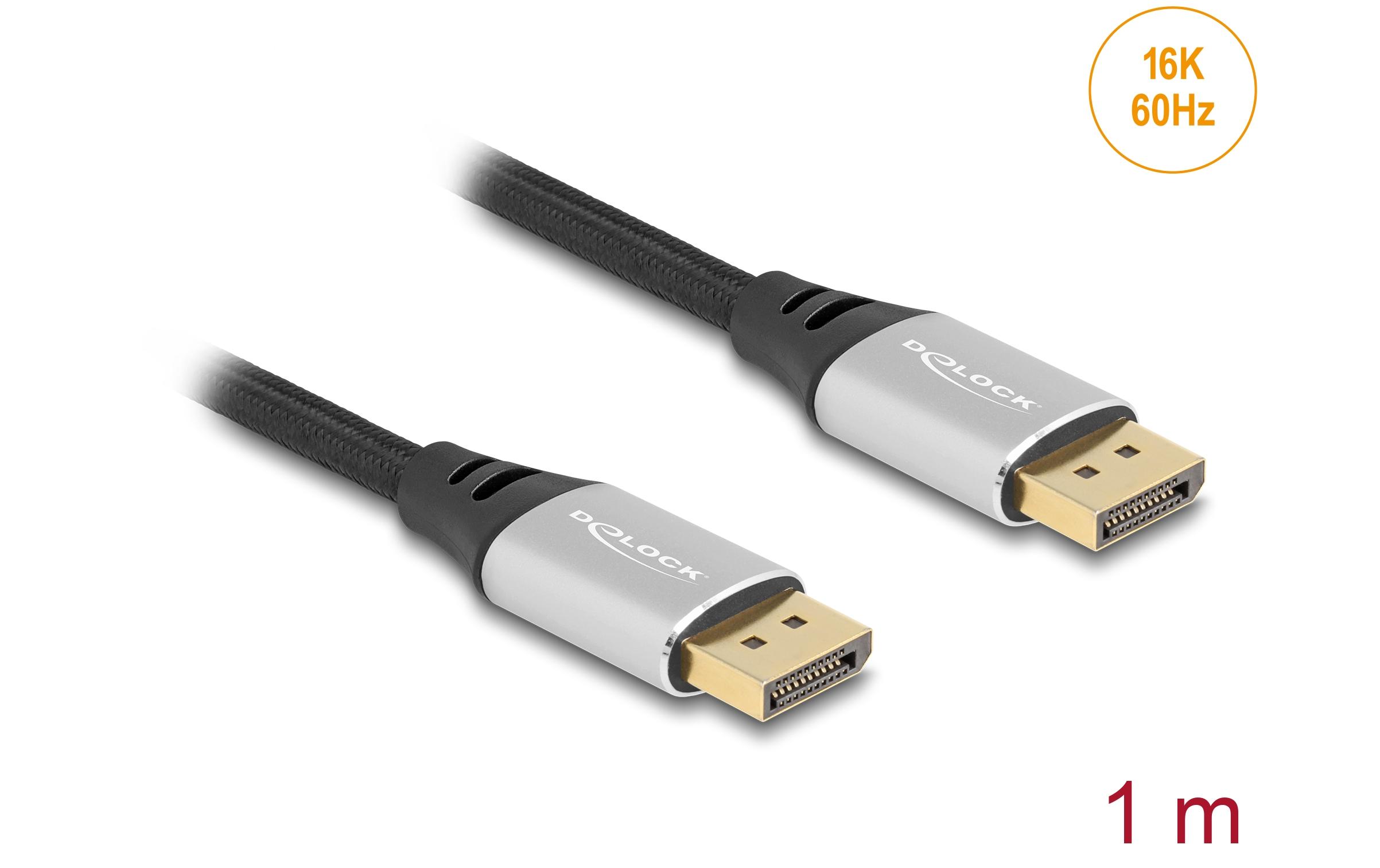 1732562_1 - Mediatech Delock DisplayPort Kabel 16K 60Hz Metall, silber, 1m
