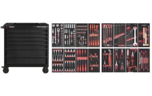 Kraftwerk Werkstattwagen BT900 247-teilig mit 7 Schubladen / PB schwarz