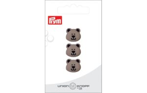 Bu Prym  Knopf Poly-Knopf Öse 15 mm, Karte 3 Stück Bär, grau