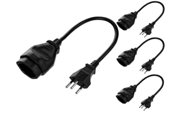 FURBER.power F.power Verlängerungskabel T13-T12 0.2m sw H05VV-F 3G1.00, 4 Stück (1/50) kaufen | Mediatech.ch