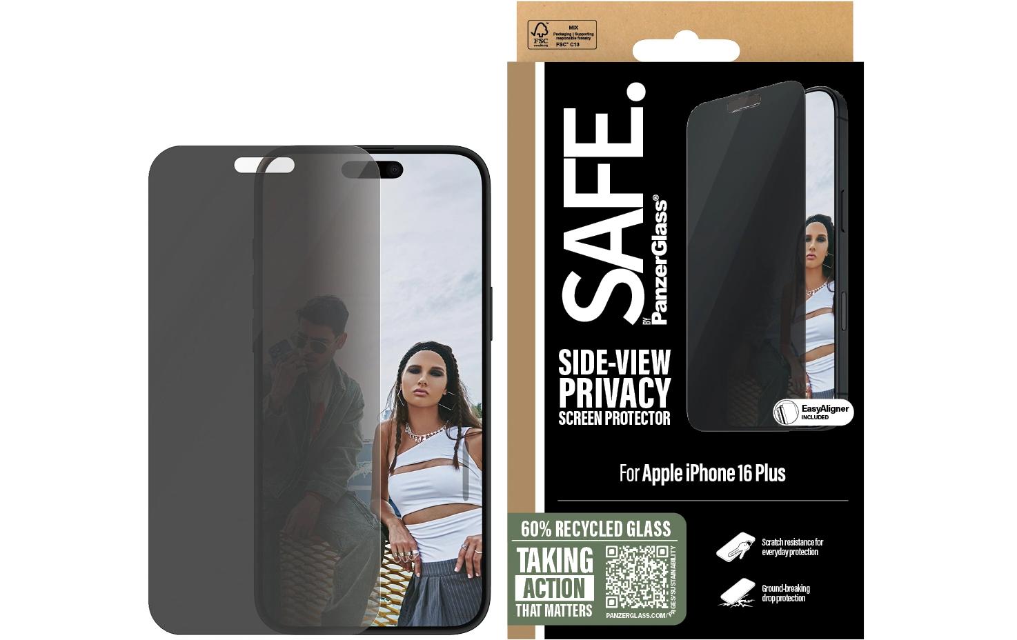 1738614 - Mediatech SAFE. Displayschutz Ultra Wide Fit Privacy fürs iPhone 16 Plus