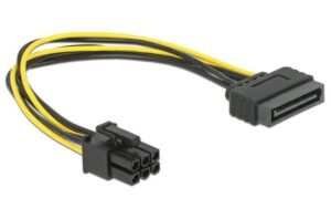 Grafikkarten PCI-Express Stromadapter 20cm, Sata-PowerStecker -> 1x 6Pin Buchse