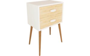 VCM Beistelltisch Singol XXL Weiss/Honig-Eiche