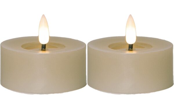 Star Trading LED Teelicht 2 Pack Flow Indoor, Beige, 5.5cm Höhe, Timerfunktion