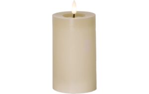 Star Trading LED Pillar Kerze Flamme Flow Indoor, Beige, 15cm Höhe, Timerfunktion