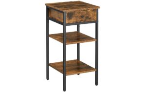 Vasagle Beistelltisch Industrial, Schwarz-Braun 35x35x70cm (LxBxH), Traglast versch.