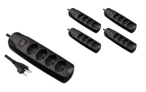 FURBER.power F.power Steckdosenleiste 4xT13 KIT5 230V, H05VV-F 3G1.00, MS, schwarz (5/25) kaufen | Mediatech.ch
