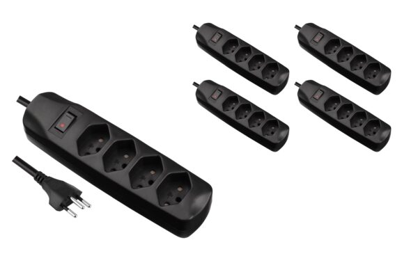 FURBER.power F.power Steckdosenleiste 4xT13 KIT5 230V, H05VV-F 3G1.00, MS, schwarz (5/25) kaufen | Mediatech.ch